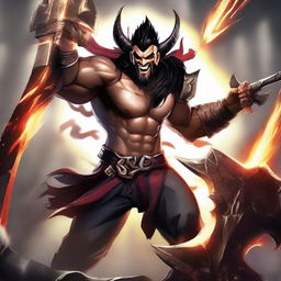 Draven, a well-known character from League of Legends, achieving a sensational Pentakill. His mighty axes flash brilliantly with each final blow against his competitors.