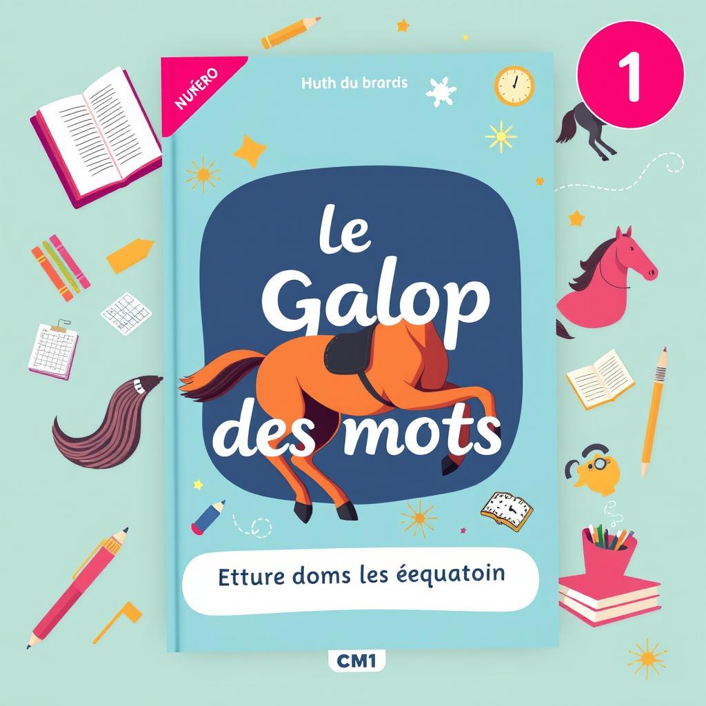 A beautifully designed book cover for a French educational book titled 'Le Galop des mots'
