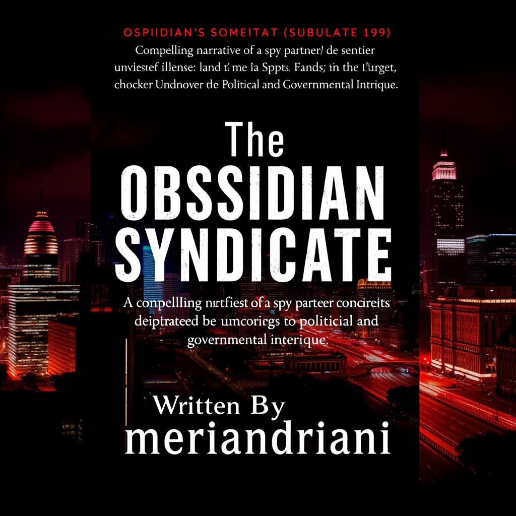 The cover design for "The OBSIDIAN Syndicate," depicting a compelling narrative of a spy partner dedicated to uncovering political and governmental intrigue