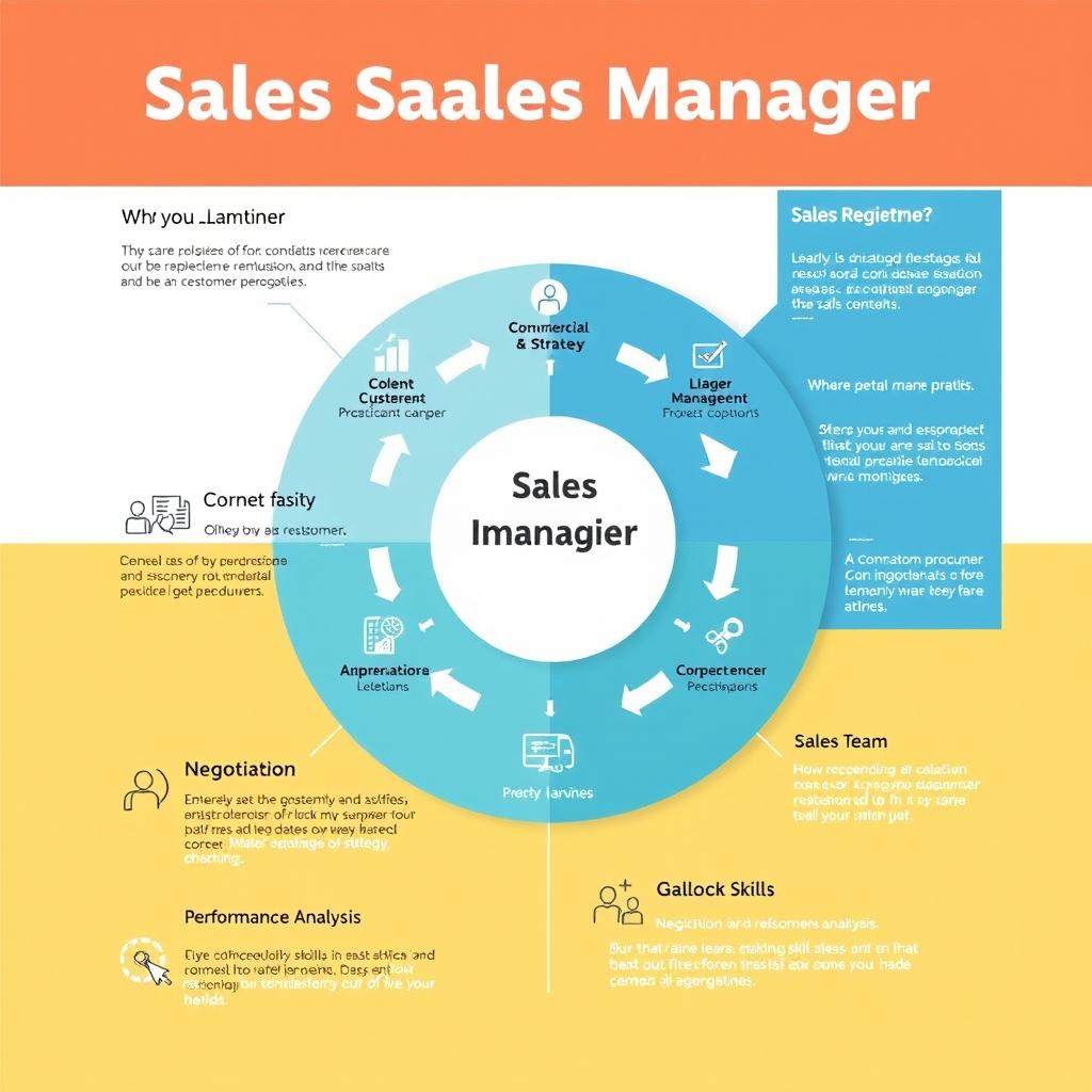 An informative and visually appealing infographic that outlines the essential functions of a sales manager