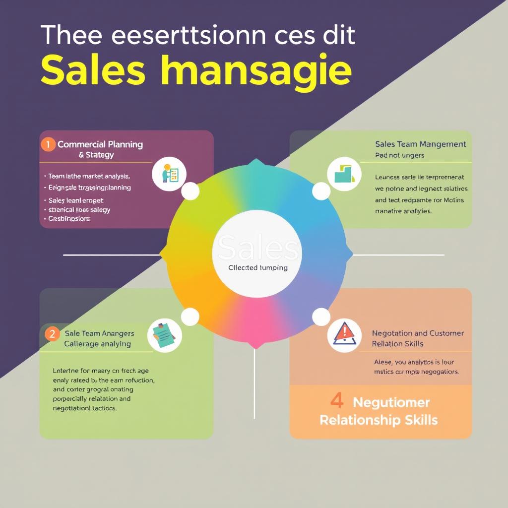 A visually engaging infographic showcasing the essential functions of a sales manager
