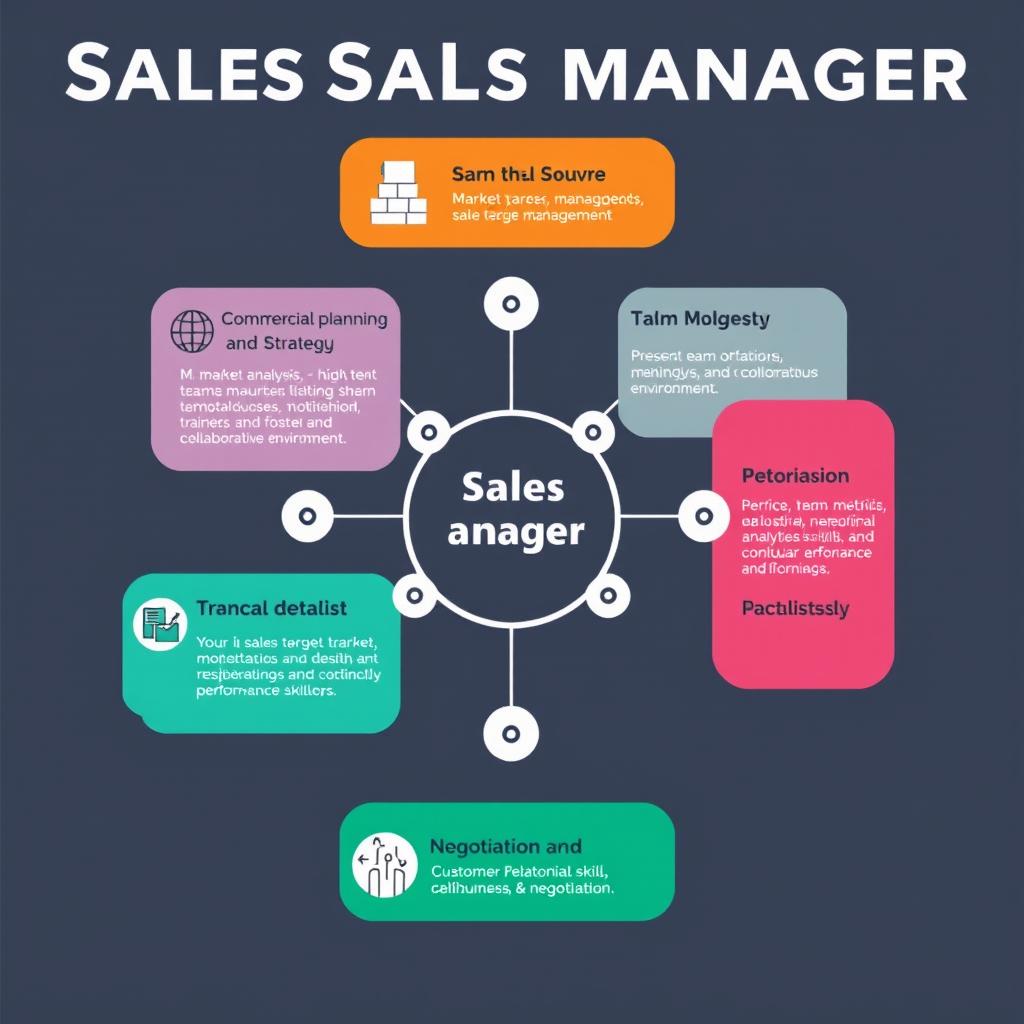 A visually engaging infographic showcasing the essential functions of a sales manager