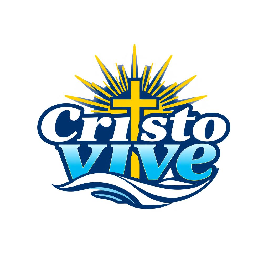A modern and impactful logo design featuring the phrase 'Cristo Vive' in bold, dynamic typography