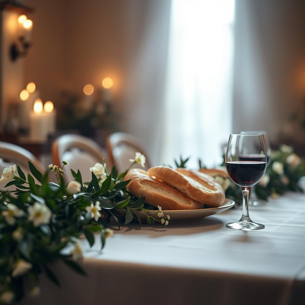 A serene and contemplative scene capturing the essence of Maundy Thursday, also known as Holy Thursday