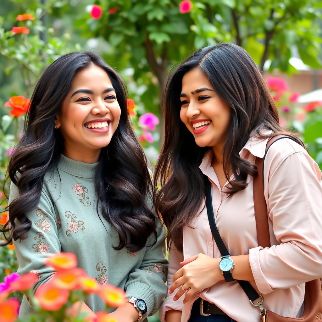 A warm, candid photo capturing a joyful moment with Yasmin Nasir, an elegant woman with dark hair and a charismatic smile