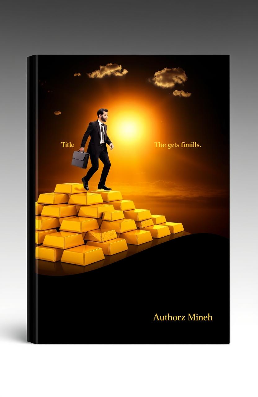 A stunning ebook cover featuring a black background with nicely packed gold bars arranged like steps, slightly curved upwards