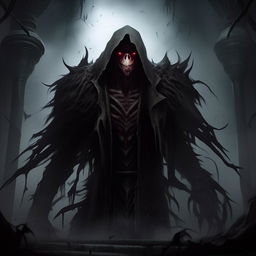 A creepy rendition of the character Draven from League of Legends in a horror-style scene. His eerie glare and dramatic, unnerving surroundings contribute to a sense of horror and dread.