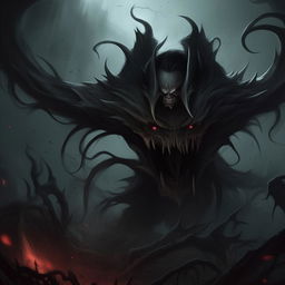 A creepy rendition of the character Draven from League of Legends in a horror-style scene. His eerie glare and dramatic, unnerving surroundings contribute to a sense of horror and dread.