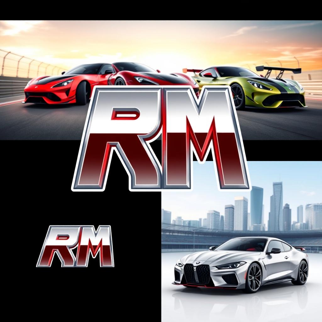 A modern logo design featuring the letters 'RM' in a sleek and stylish font