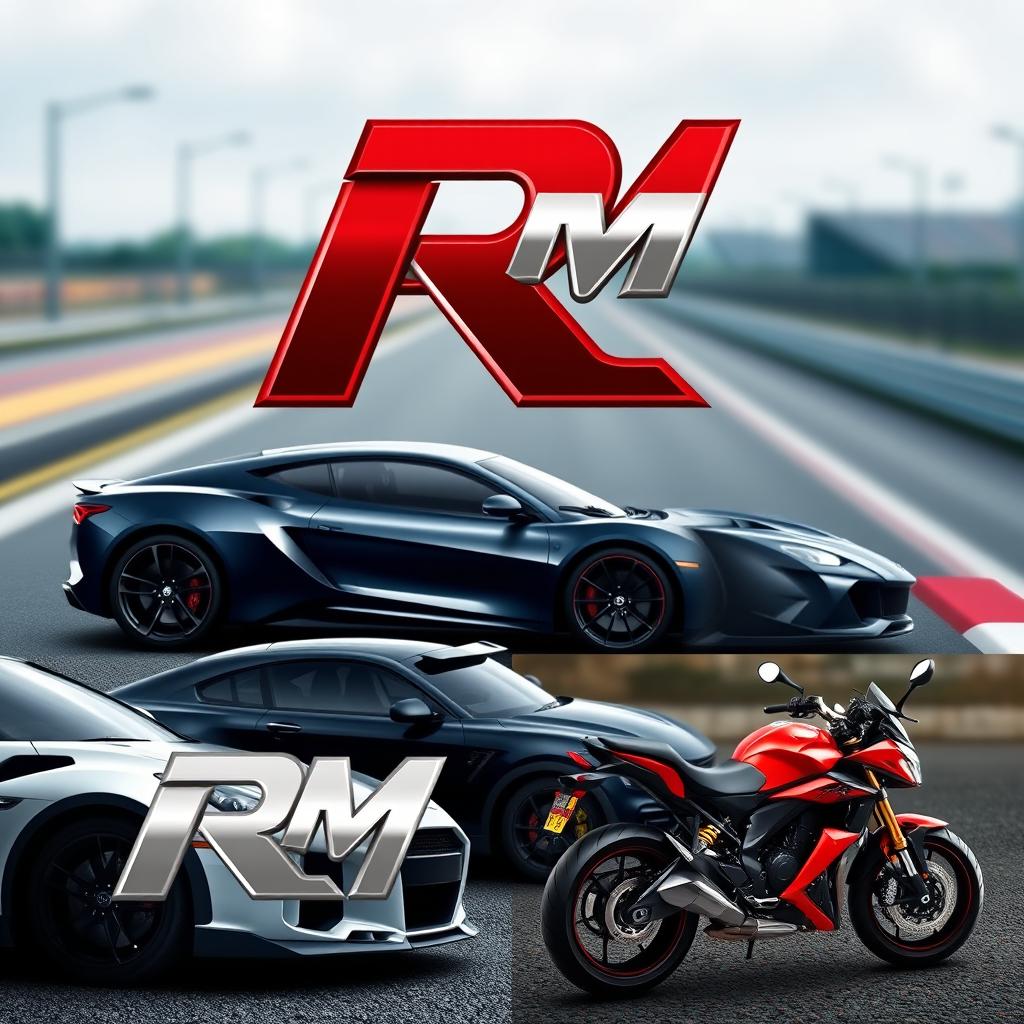 A sleek and modern logo design featuring the letters 'RM'