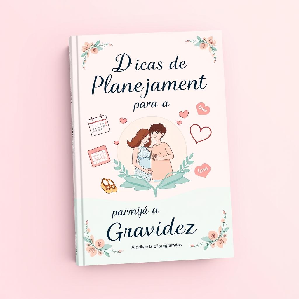 A visually appealing e-book cover for 'Dicas de Planejamento para a Gravidez'