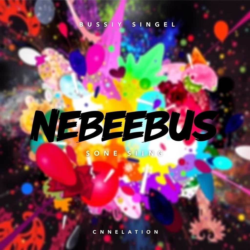 A striking and vibrant song single cover featuring the word 'NEBEBUS' prominently displayed in a stylish and artistic font