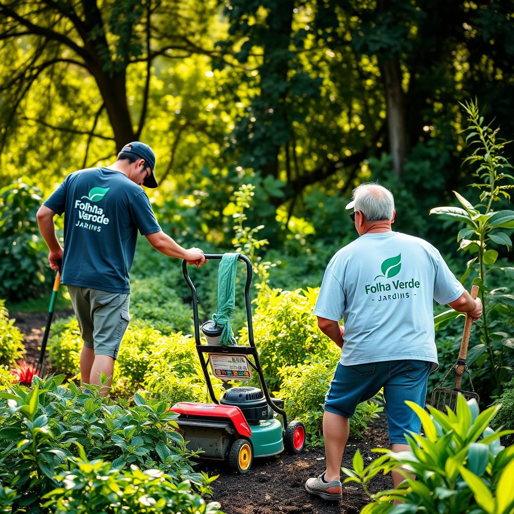 A natural outdoor scene featuring two men working diligently