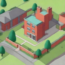 A fusion of the Simpson's iconic home with the features of a UK council estate, maintaining its recognizable style but adding details such as red-brick walls, tower blocks, and small green spaces.