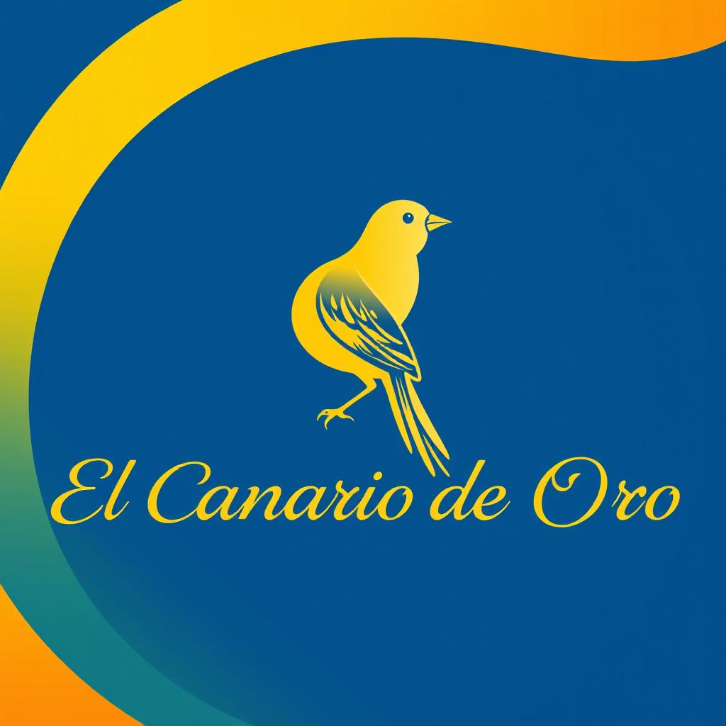 Design an elegant logo for a pet shop named "El Canario de Oro" featuring a beautifully crafted golden canary as the centerpiece
