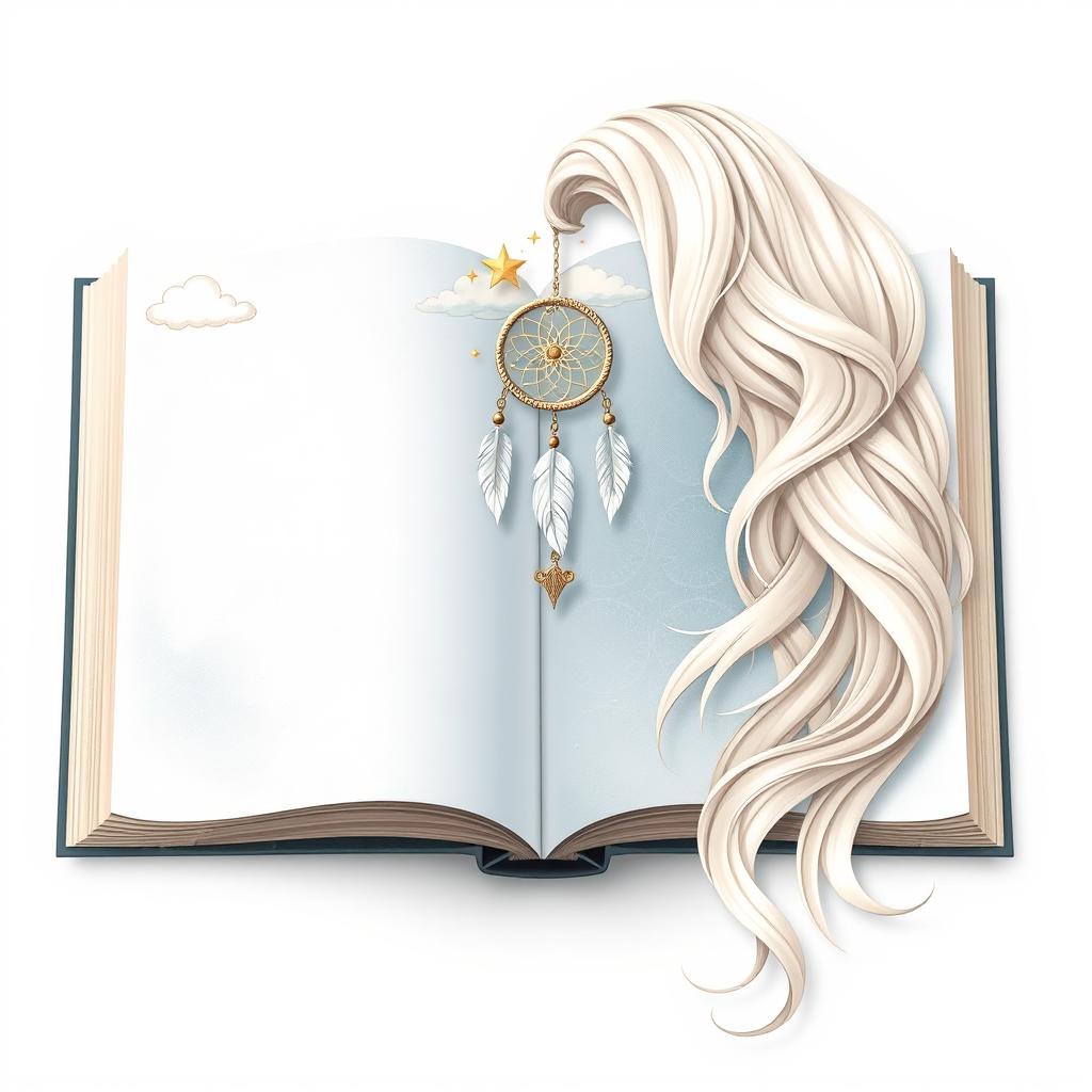 A beautifully illustrated open book featuring a dreamlike scene