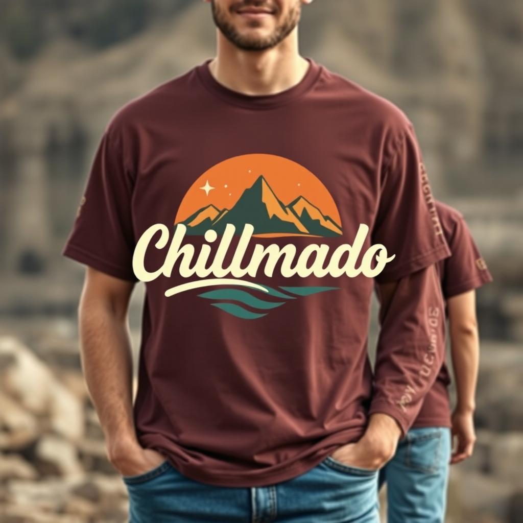 A stylish t-shirt design for the brand 'Chillmado'