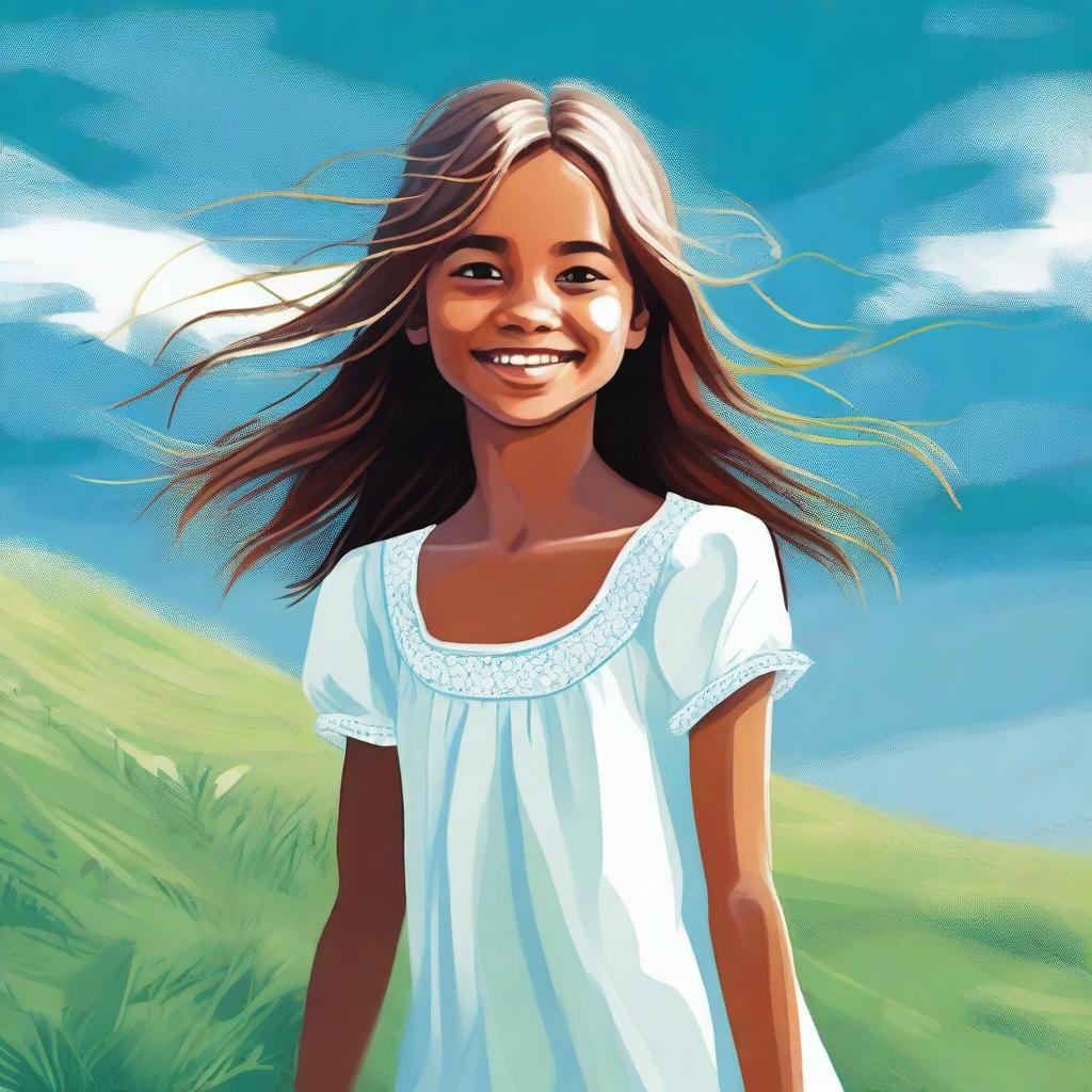 A digital art image of a young girl