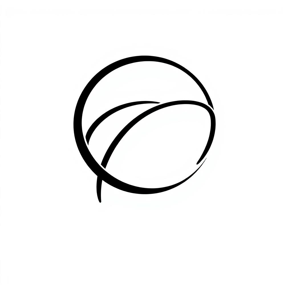 An outline of a logo featuring a stylized letter 'A' intertwined with a circle