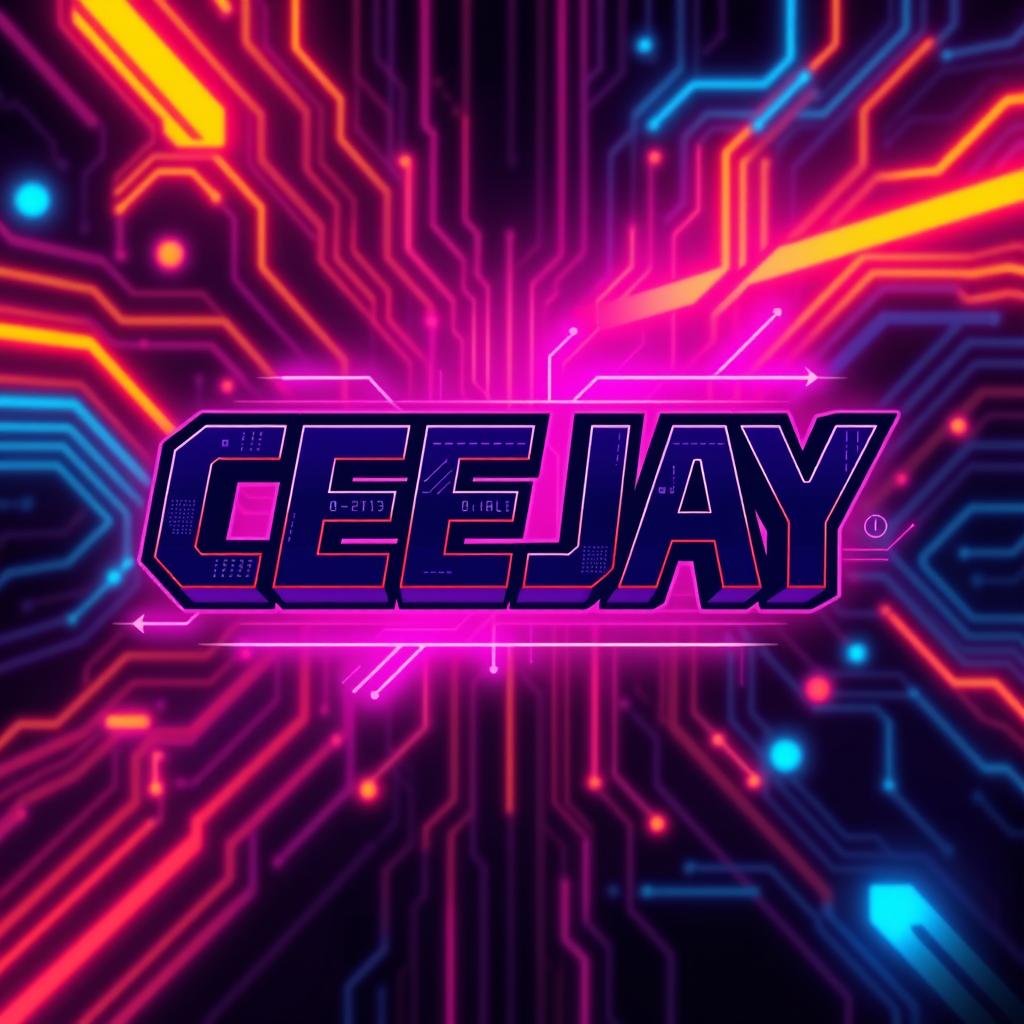 The word 'CEEJAY' designed in a bold, dynamic gaming style, featuring vibrant colors and futuristic typography