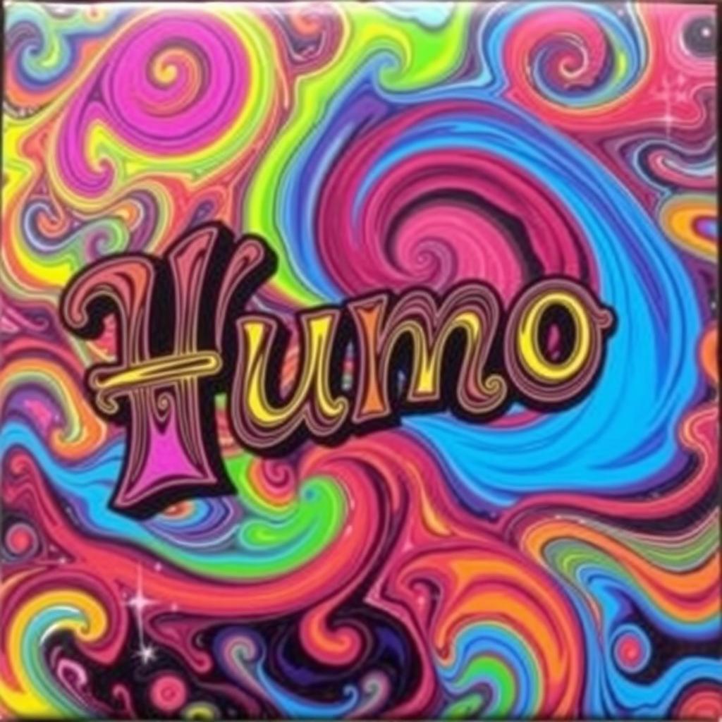 A vibrant and eye-catching album cover featuring the word "Humo" in bold, artistic lettering