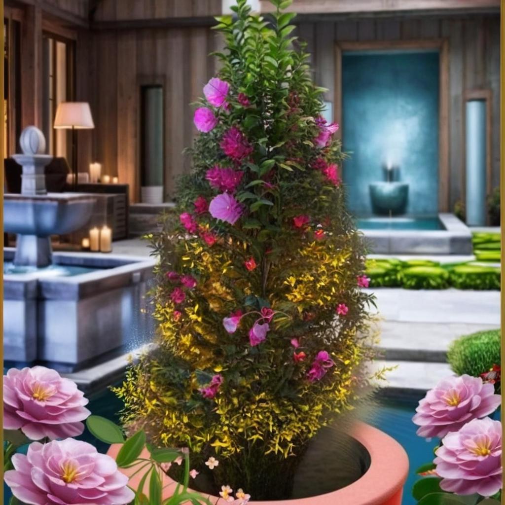 Room garden old with spa and fountain