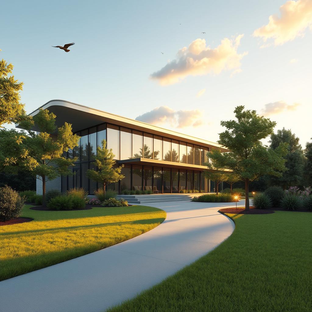 A realistic rendering of a modern architectural design based on the provided plan