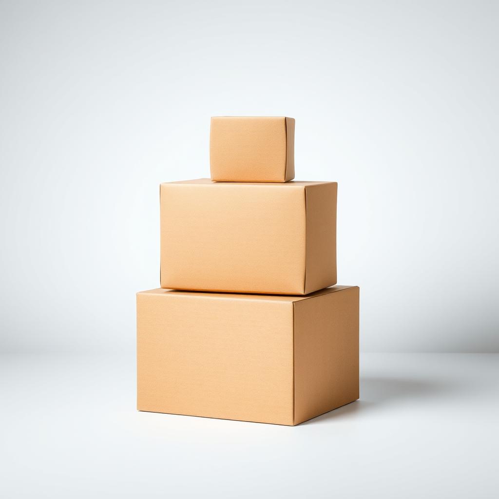 A composition featuring three boxes arranged in a middle view