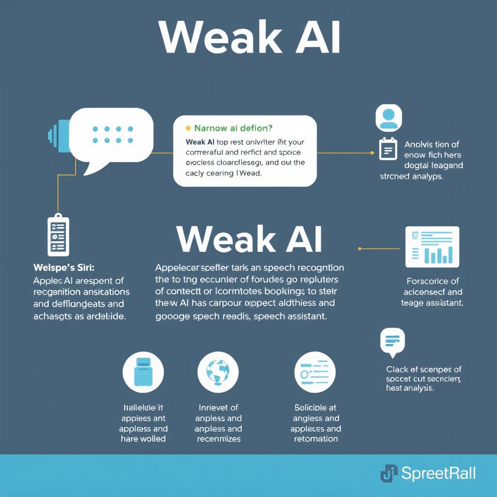 An educational infographic illustrating the concept of Weak AI (Narrow AI)