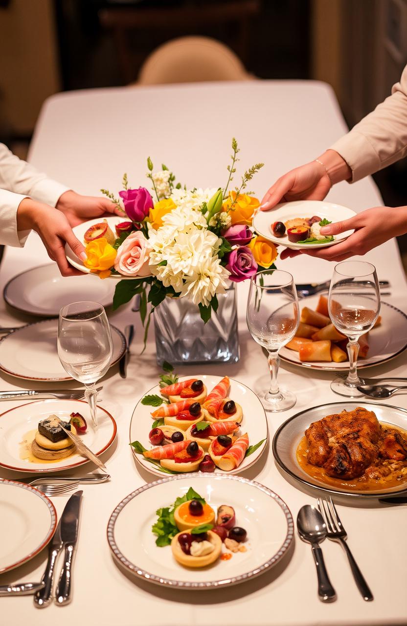 A beautifully styled table setting showcasing the art of serving food elegantly and attractively