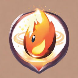 A picture of a shiny digital badge, shaped like a fire, but extinguished. It sparkles, symbolizing the correct guess about the outcome of Charmander's fire being extinguished.