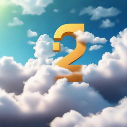 A majestic number '5' soaring in the sky among the clouds, symbolizing the AI's guess for the number between 1-10 user is thinking about.