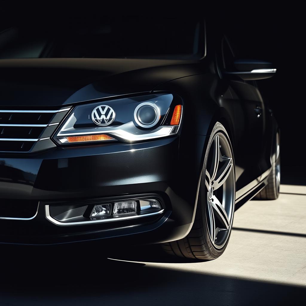 An elegant depiction of a modified 2012 VW Passat, showcasing exquisite design elements