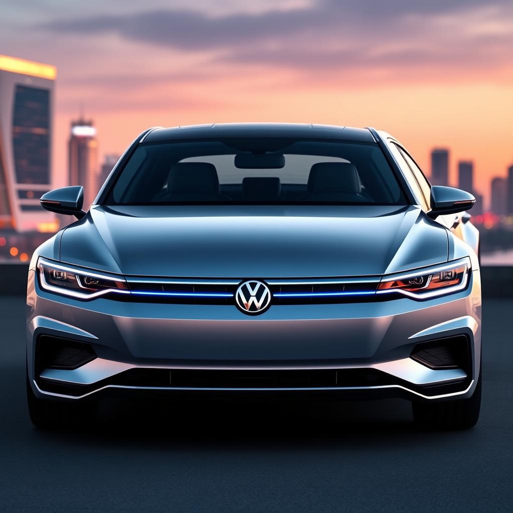 A futuristic and elegant design of a Volkswagen Passat, showcasing sleek lines, a streamlined body, and innovative features