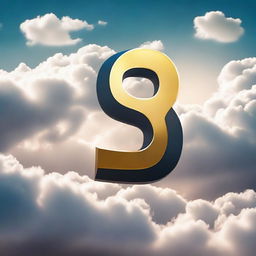 A majestic number '5' soaring in the sky among the clouds, symbolizing the AI's guess for the number between 1-10 user is thinking about.