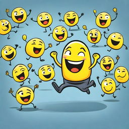 A caricature of the user being playfully chased by a group of laughing emojis, in an amusing and comical style.