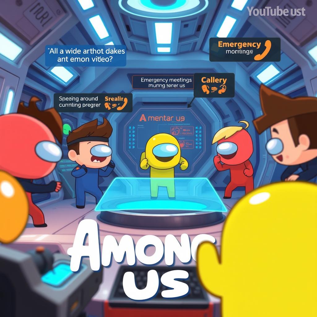 A captivating scene representing animated gameplay from 'Among Us' for a YouTube video