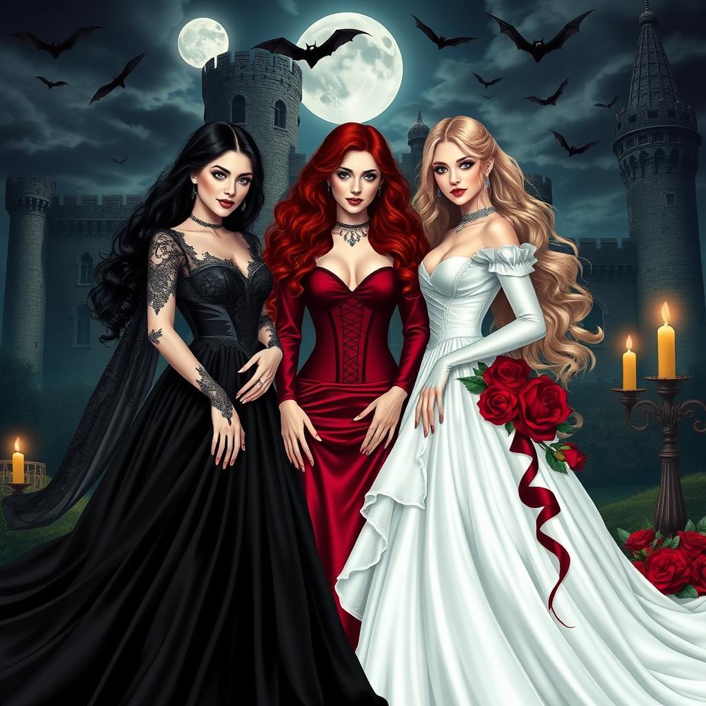 A stunning scene featuring vampire brides in an enchanting gothic setting