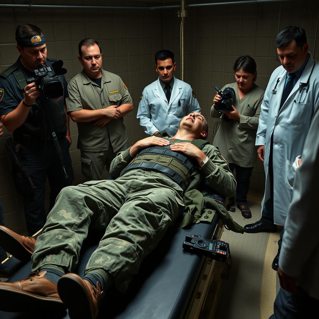 A dramatic scene set in a USA death row execution chamber