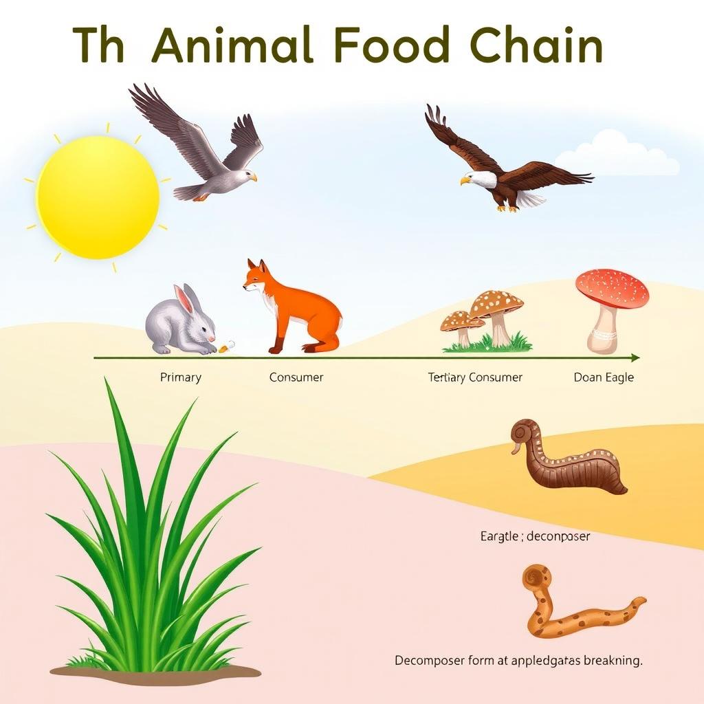 An educational illustration depicting the animal food chain