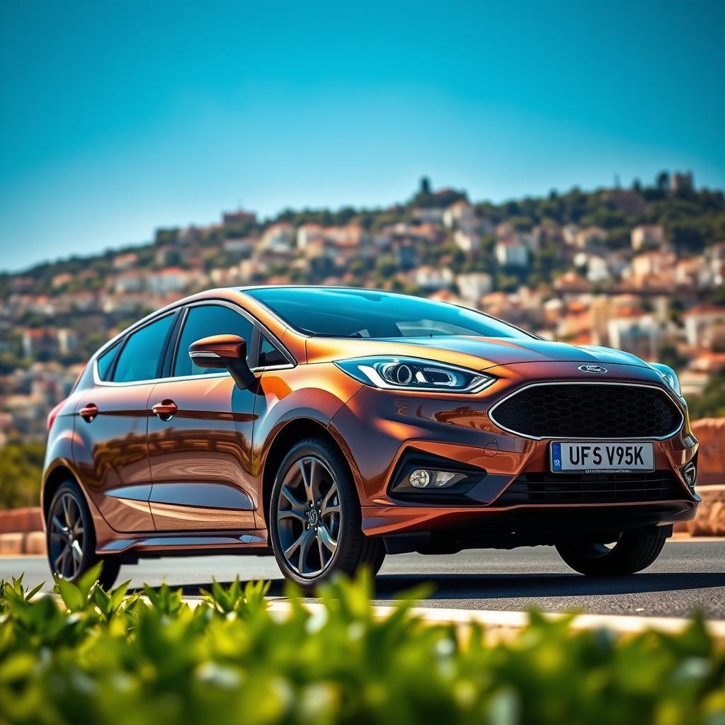 A detailed image of a Ford Focus 2 in Marrakesh brown color, showcasing its sleek design and modern styling
