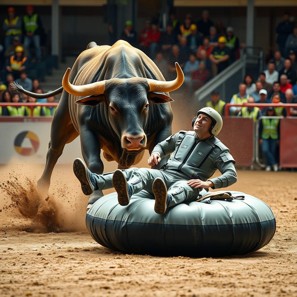 Fierce Bull Charge: Thrilling Training Arena Action
