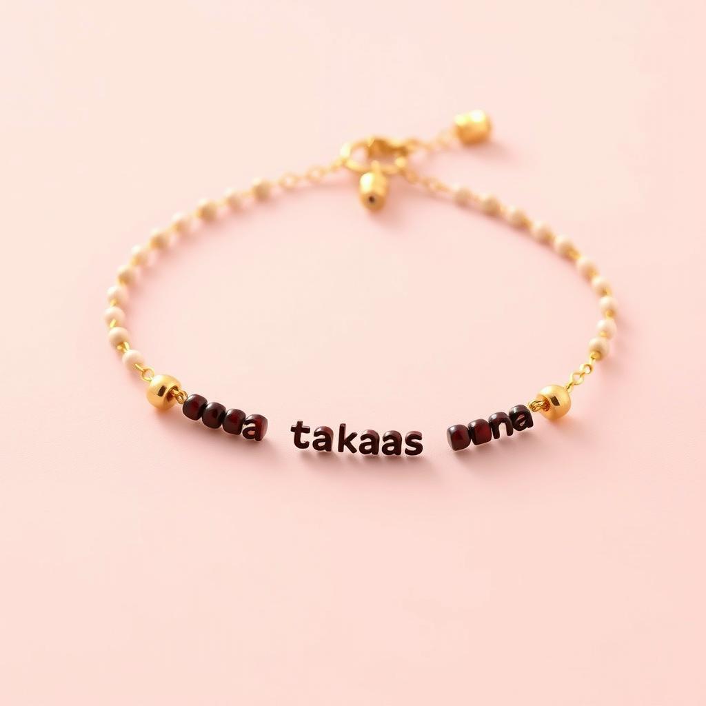 A hyper-realistic image of a handcrafted bracelet featuring an encrypted message in Morse code