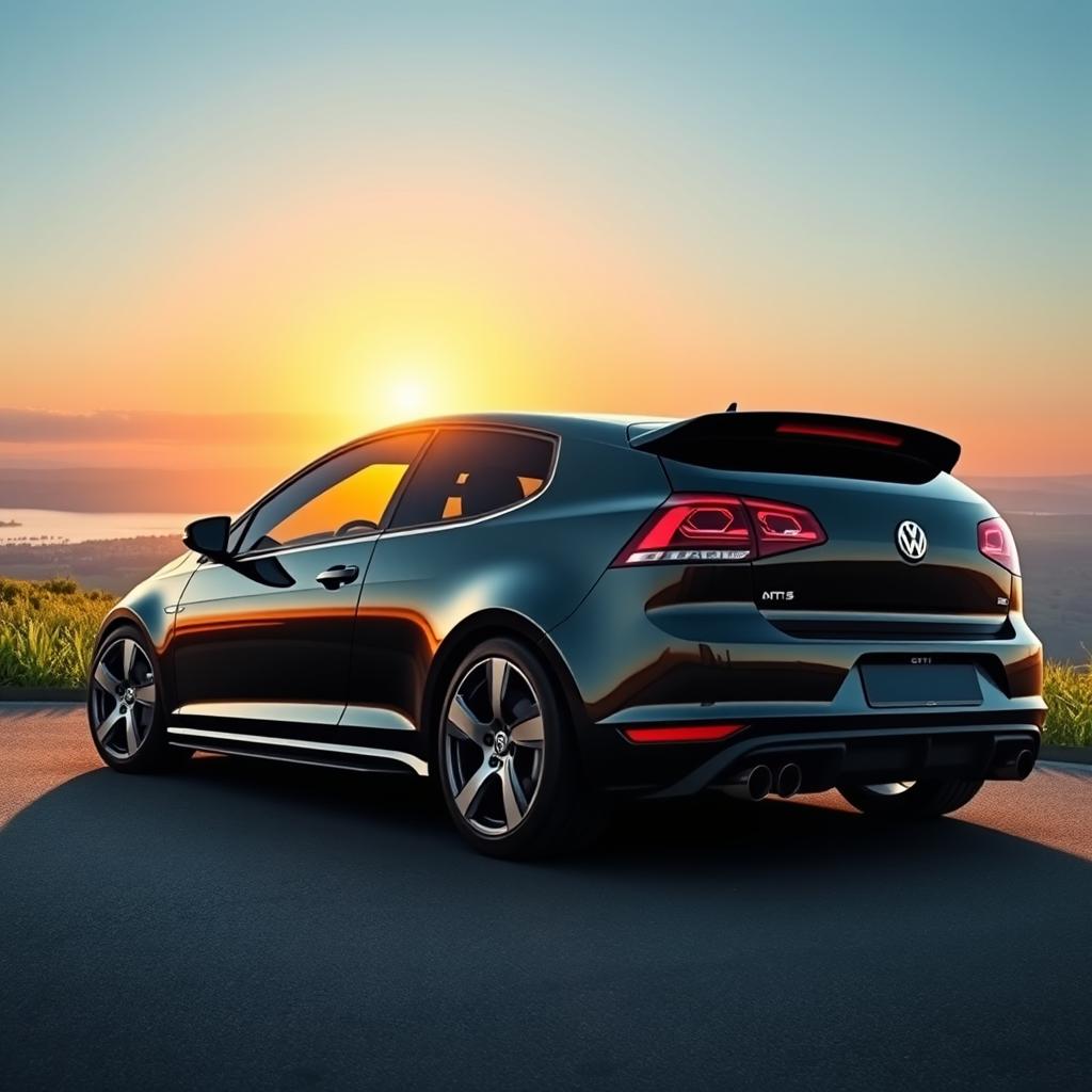 A vivid depiction of a GTI MK5, showcasing the car's sleek contours and sporty design