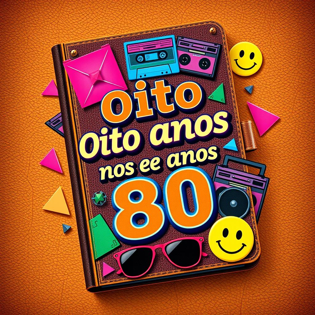A retro book cover imitating the style of an 80's diary, featuring vibrant colors and geometric patterns typical of the era