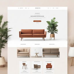 Design the homepage of a modern style online furniture store, featuring sleek furniture pieces, clean lines, and minimalist aesthetic.