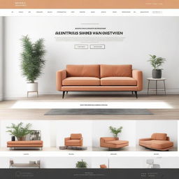 Design the homepage of a modern style online furniture store, featuring sleek furniture pieces, clean lines, and minimalist aesthetic.