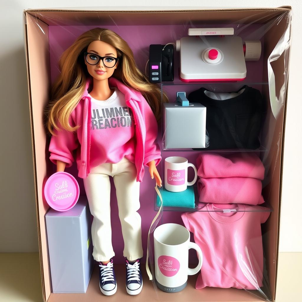 A stylish Barbie doll inside a box, featuring long hair and a slightly tanned complexion