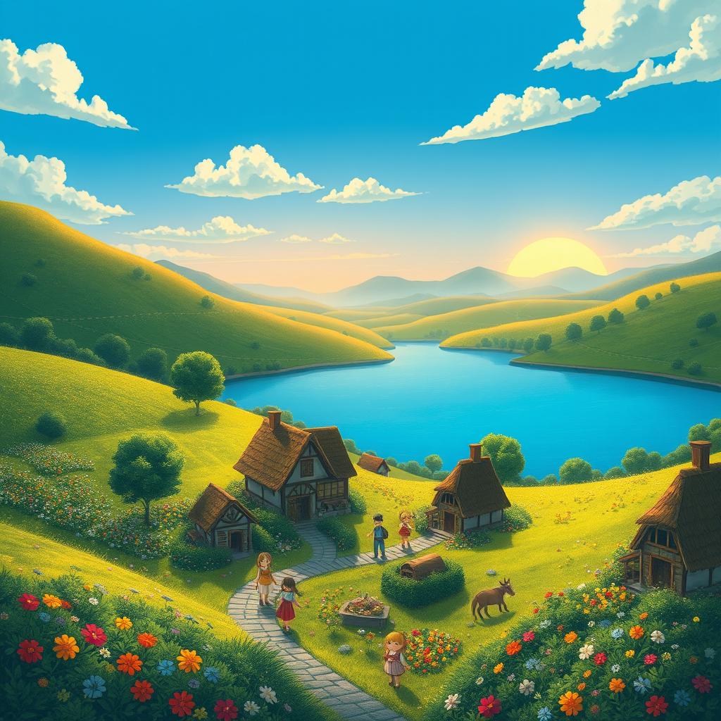 A whimsical, enchanting scene inspired by Ghibli animation style