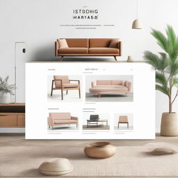 Design the homepage of a modern style online furniture store, featuring sleek furniture pieces, clean lines, and minimalist aesthetic.